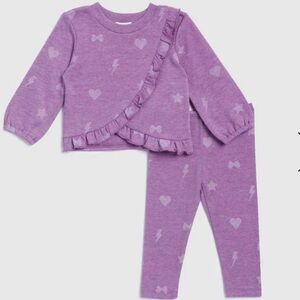 Splendid Infant Toddler Girl Funfetti Heart Star Sweatpant Set Sweats Purple